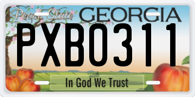 GA license plate PXB0311