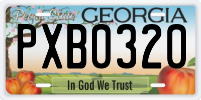 GA license plate PXB0320