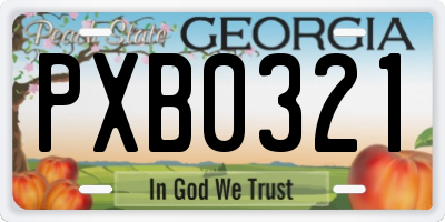 GA license plate PXB0321