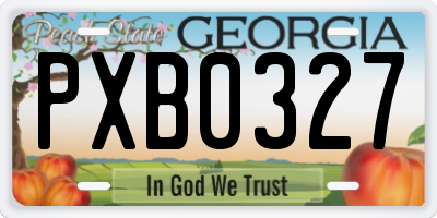 GA license plate PXB0327
