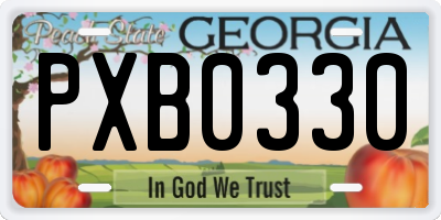 GA license plate PXB0330