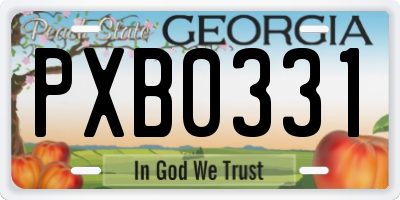 GA license plate PXB0331