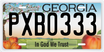 GA license plate PXB0333
