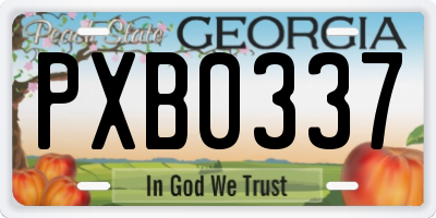 GA license plate PXB0337