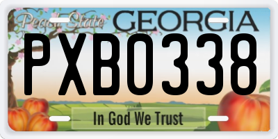 GA license plate PXB0338