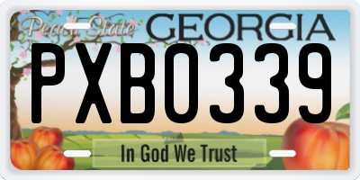 GA license plate PXB0339