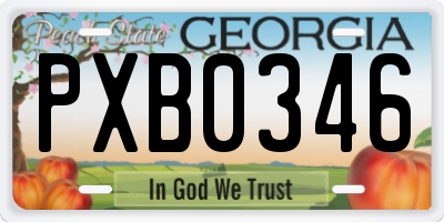 GA license plate PXB0346