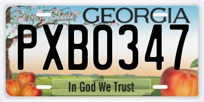 GA license plate PXB0347