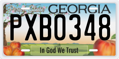 GA license plate PXB0348