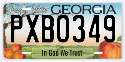 GA license plate PXB0349