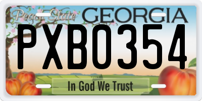 GA license plate PXB0354