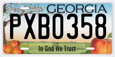 GA license plate PXB0358
