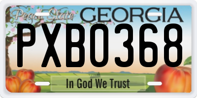 GA license plate PXB0368