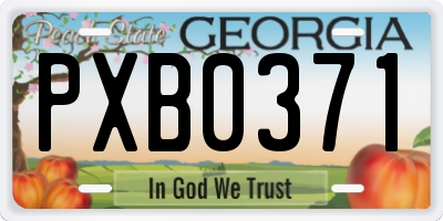 GA license plate PXB0371