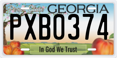 GA license plate PXB0374