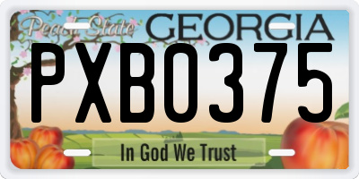 GA license plate PXB0375