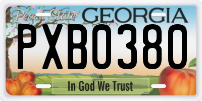 GA license plate PXB0380