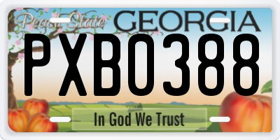 GA license plate PXB0388