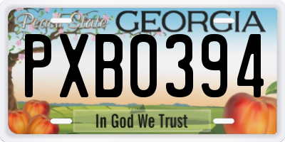 GA license plate PXB0394