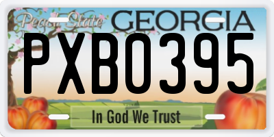 GA license plate PXB0395