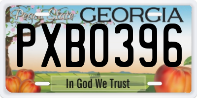 GA license plate PXB0396