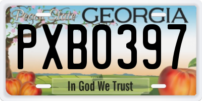 GA license plate PXB0397