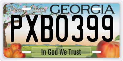 GA license plate PXB0399