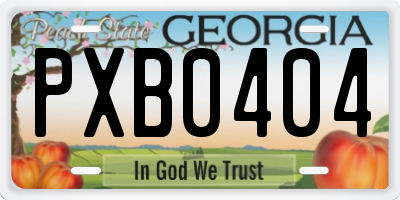 GA license plate PXB0404