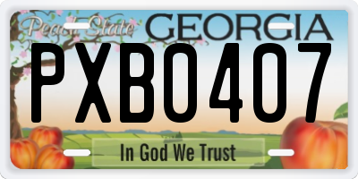 GA license plate PXB0407