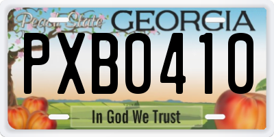 GA license plate PXB0410
