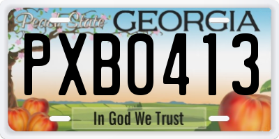 GA license plate PXB0413