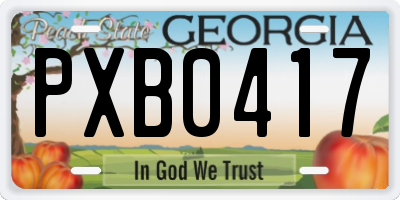 GA license plate PXB0417