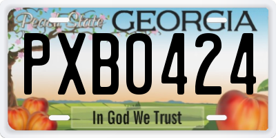 GA license plate PXB0424