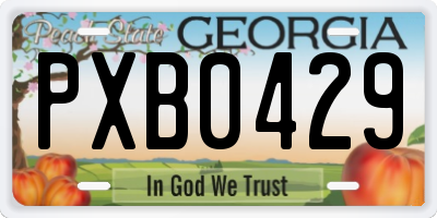 GA license plate PXB0429