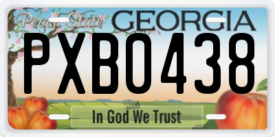 GA license plate PXB0438