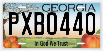 GA license plate PXB0440
