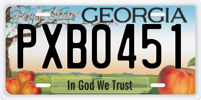 GA license plate PXB0451