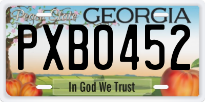 GA license plate PXB0452