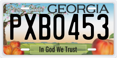 GA license plate PXB0453