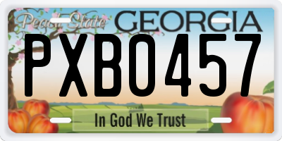 GA license plate PXB0457