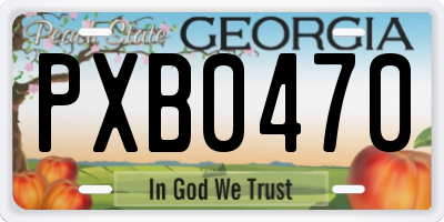 GA license plate PXB0470