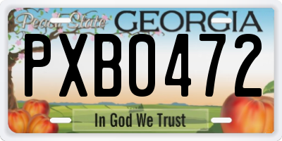 GA license plate PXB0472