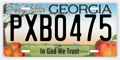GA license plate PXB0475
