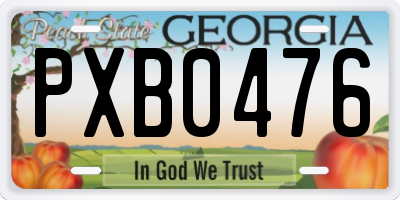 GA license plate PXB0476