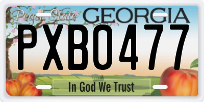 GA license plate PXB0477