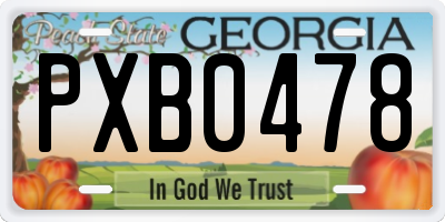 GA license plate PXB0478