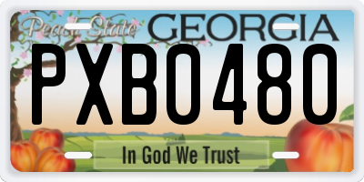 GA license plate PXB0480