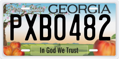 GA license plate PXB0482