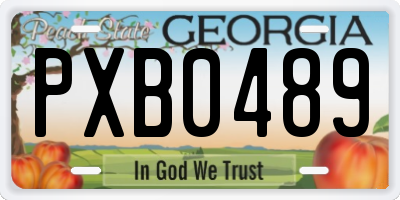 GA license plate PXB0489