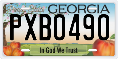 GA license plate PXB0490